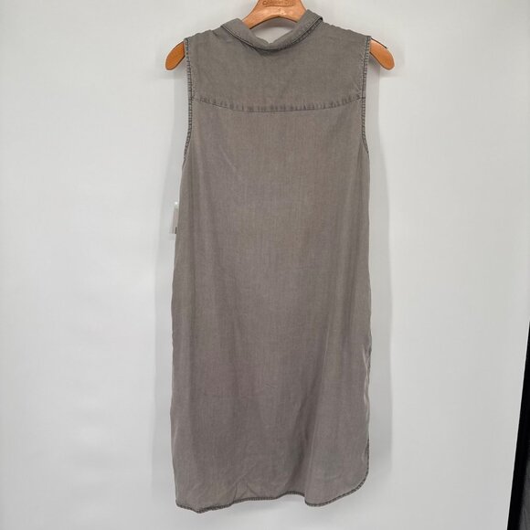 TERRE BLEUE Sleeveless Floral Embroidered Lyocell Shirt Dress Gray Size Large - Picture 13 of 13